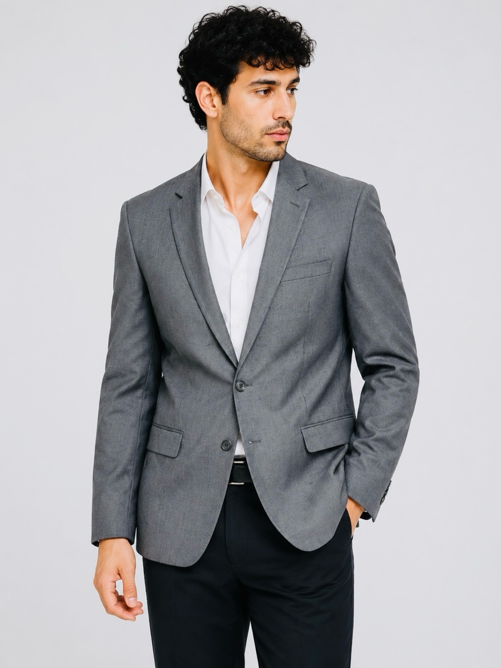 Calvin Klein Men’s Gray 2-Button Blazer 40R Sport Coat 100% Wool Classic Fit